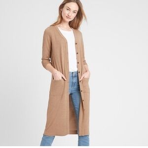 Lord & Taylor Tan Long Cardigan